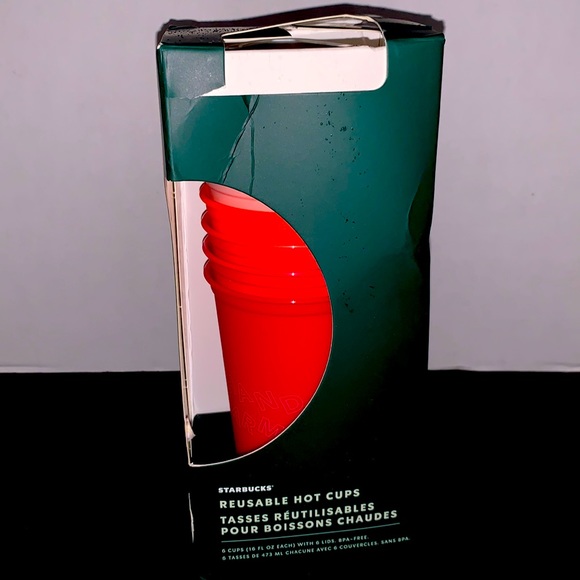 Christmas Holiday🎄6 Pack Starbucks Hot Reusable Cups Grande 16oz. with Lids 2019 - Picture 3 of 7